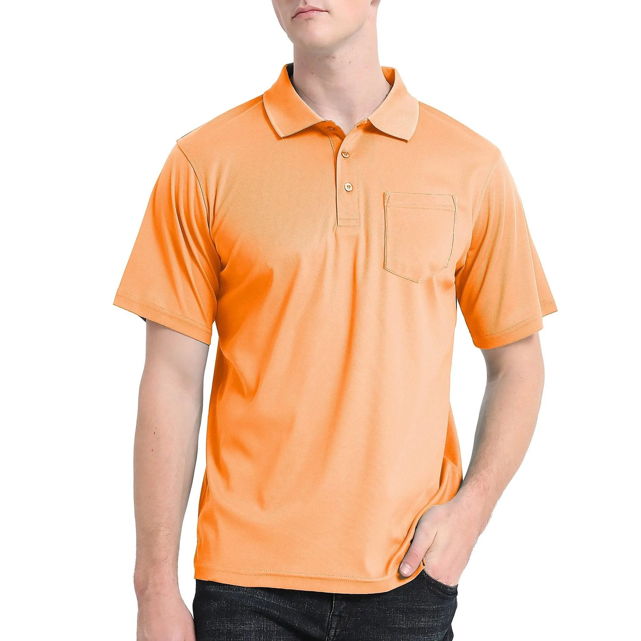 ISUSI Everyday Mens Polo Shirts, Cotton, Pocket, UPF 30 