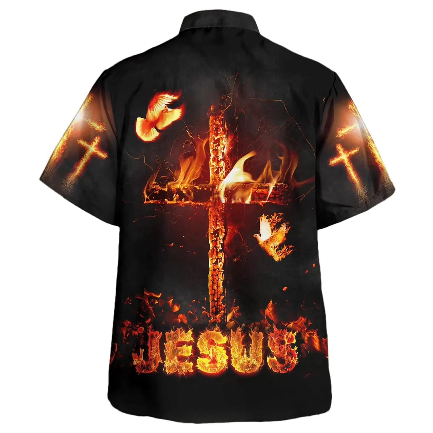 Jesus Burning Fire Cross Hawaiian Shirts For Men And Women - Christian Hawaiian Shirt - Hawaiian Summer Shirts