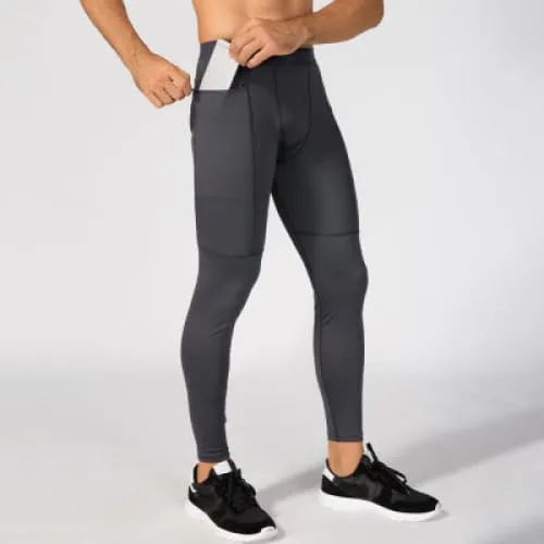 Men Seamless Quick-Drying Zip Phone Pocket Sports Tights