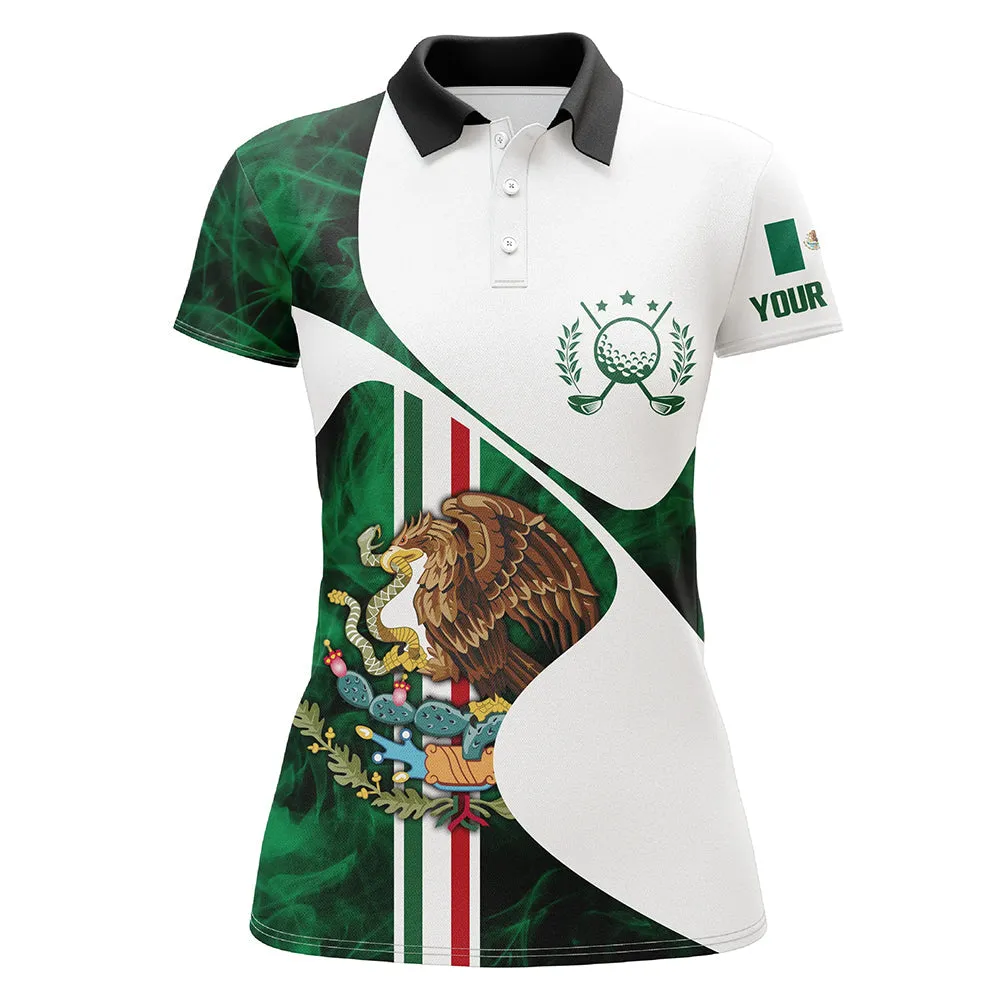 Mexican Flag Womens Sleeveless Polo Shirts Custom Mexico Women Golf Tops, Unique Ladies Golf Apparel