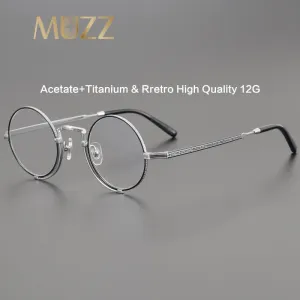 Muzz Unisex Full Rim Small Round Titanium Eyeglasses 5919