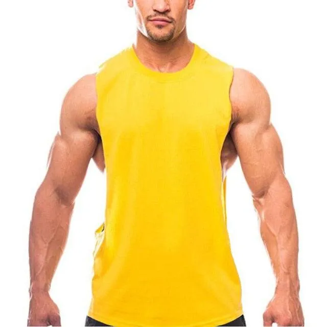 New Plain Tank Top - Men Gyms Stringer Sleeveless Shirt Fitness Clothing (TM7)