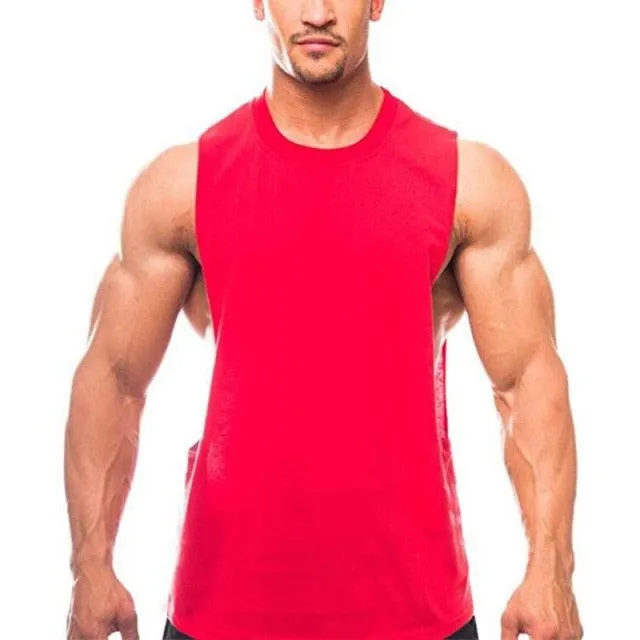 New Plain Tank Top - Men Gyms Stringer Sleeveless Shirt Fitness Clothing (TM7)