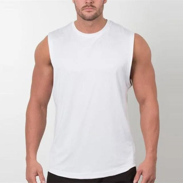 New Plain Tank Top - Men Gyms Stringer Sleeveless Shirt Fitness Clothing (TM7)