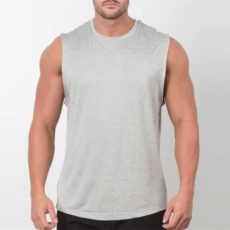 New Plain Tank Top - Men Gyms Stringer Sleeveless Shirt Fitness Clothing (TM7)