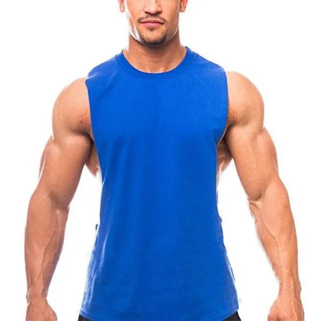 New Plain Tank Top - Men Gyms Stringer Sleeveless Shirt Fitness Clothing (TM7)