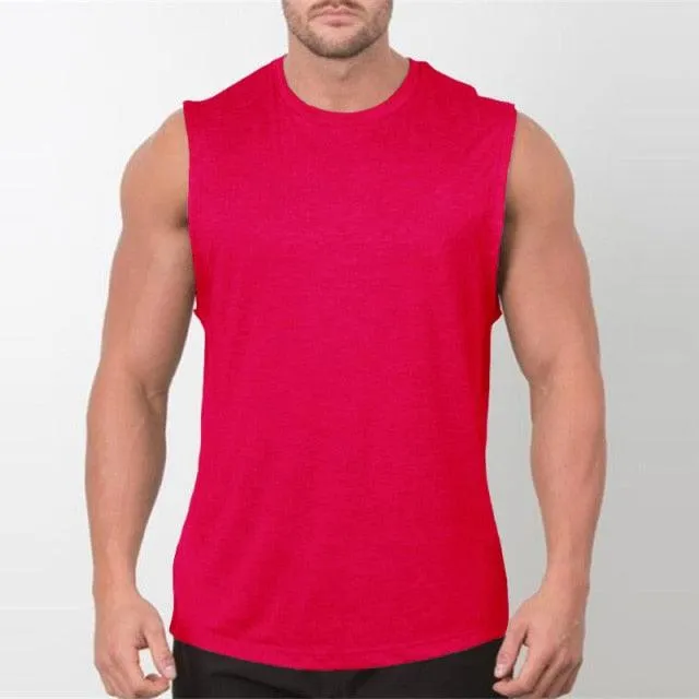 New Plain Tank Top - Men Gyms Stringer Sleeveless Shirt Fitness Clothing (TM7)