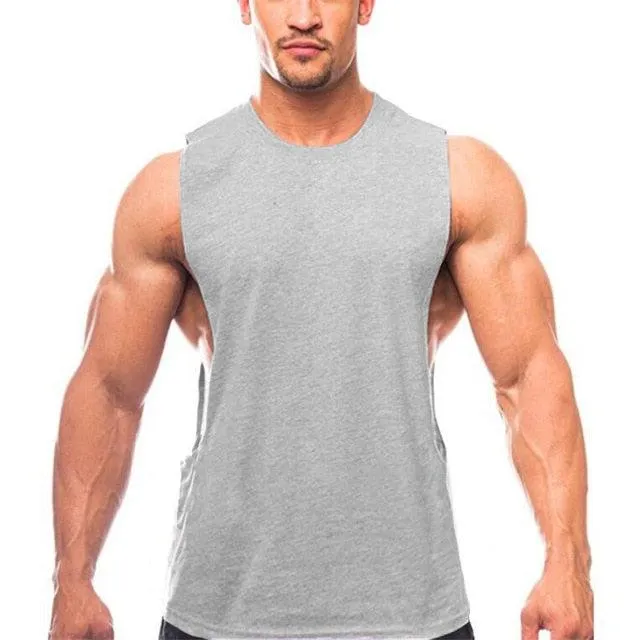 New Plain Tank Top - Men Gyms Stringer Sleeveless Shirt Fitness Clothing (TM7)