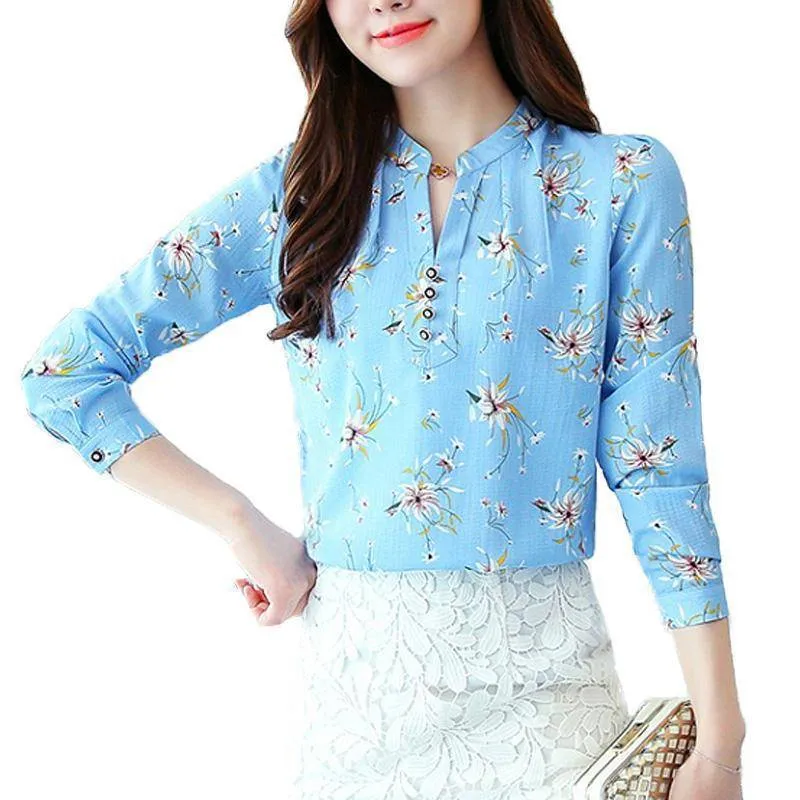 Print Women Blouse Autumn Winter Shirt Blusas Kimono Hem 8 Color Loose Blouse Long-sleeve Top Tee Plus Size (US 4-16W)