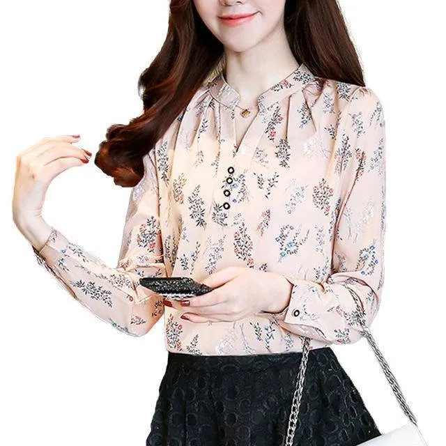 Print Women Blouse Autumn Winter Shirt Blusas Kimono Hem 8 Color Loose Blouse Long-sleeve Top Tee Plus Size (US 4-16W)