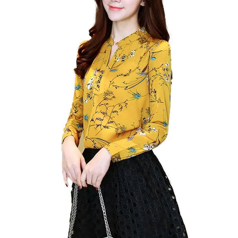 Print Women Blouse Autumn Winter Shirt Blusas Kimono Hem 8 Color Loose Blouse Long-sleeve Top Tee Plus Size (US 4-16W)