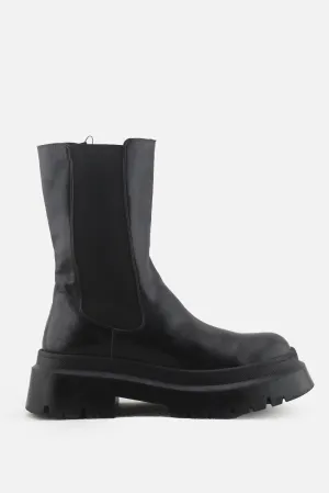 Pull & Bear Stretchable Combat Ankle Boots | 100% Authentic Leather