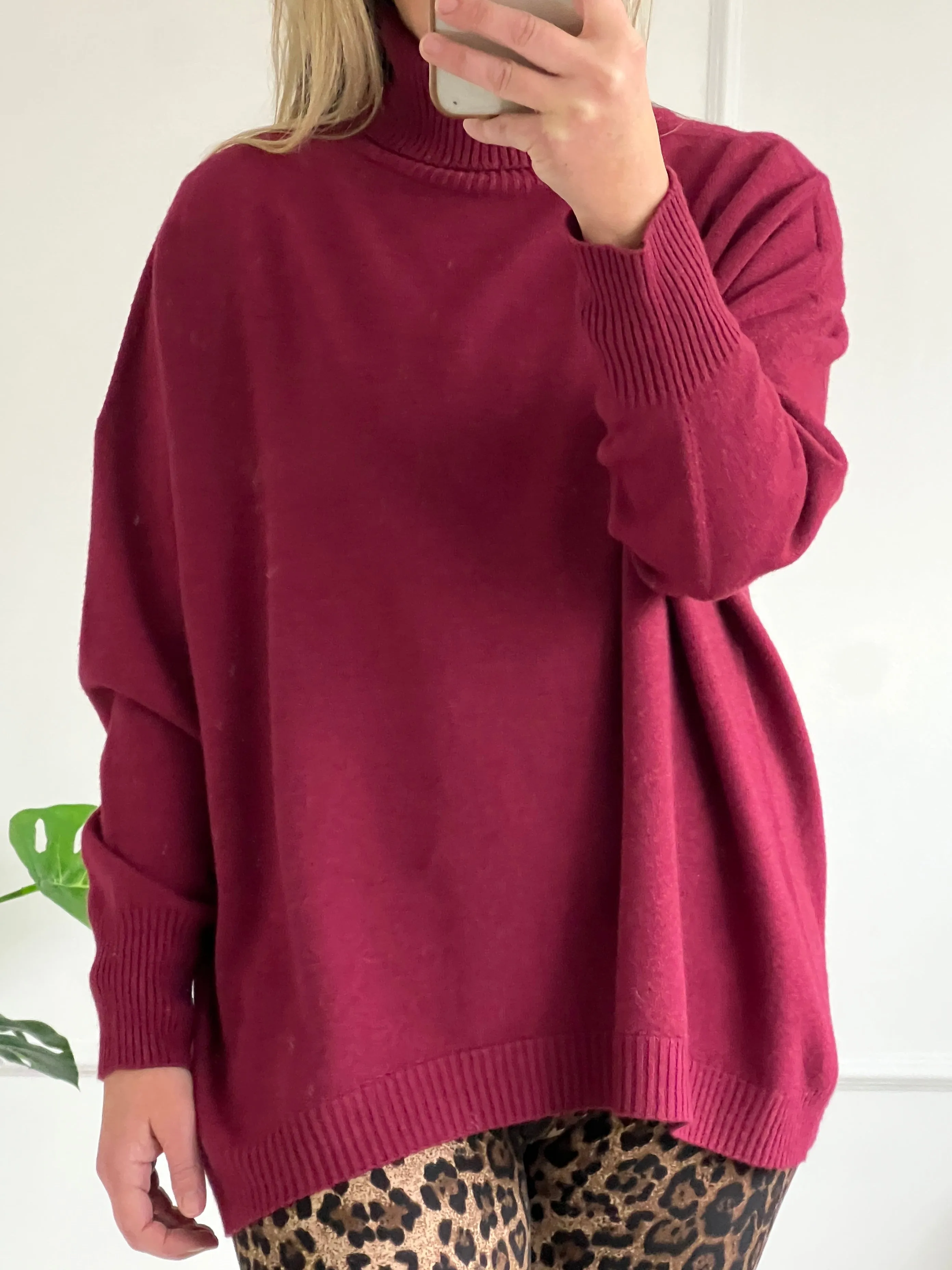 Riva Roll Neck Knit | Burgundy