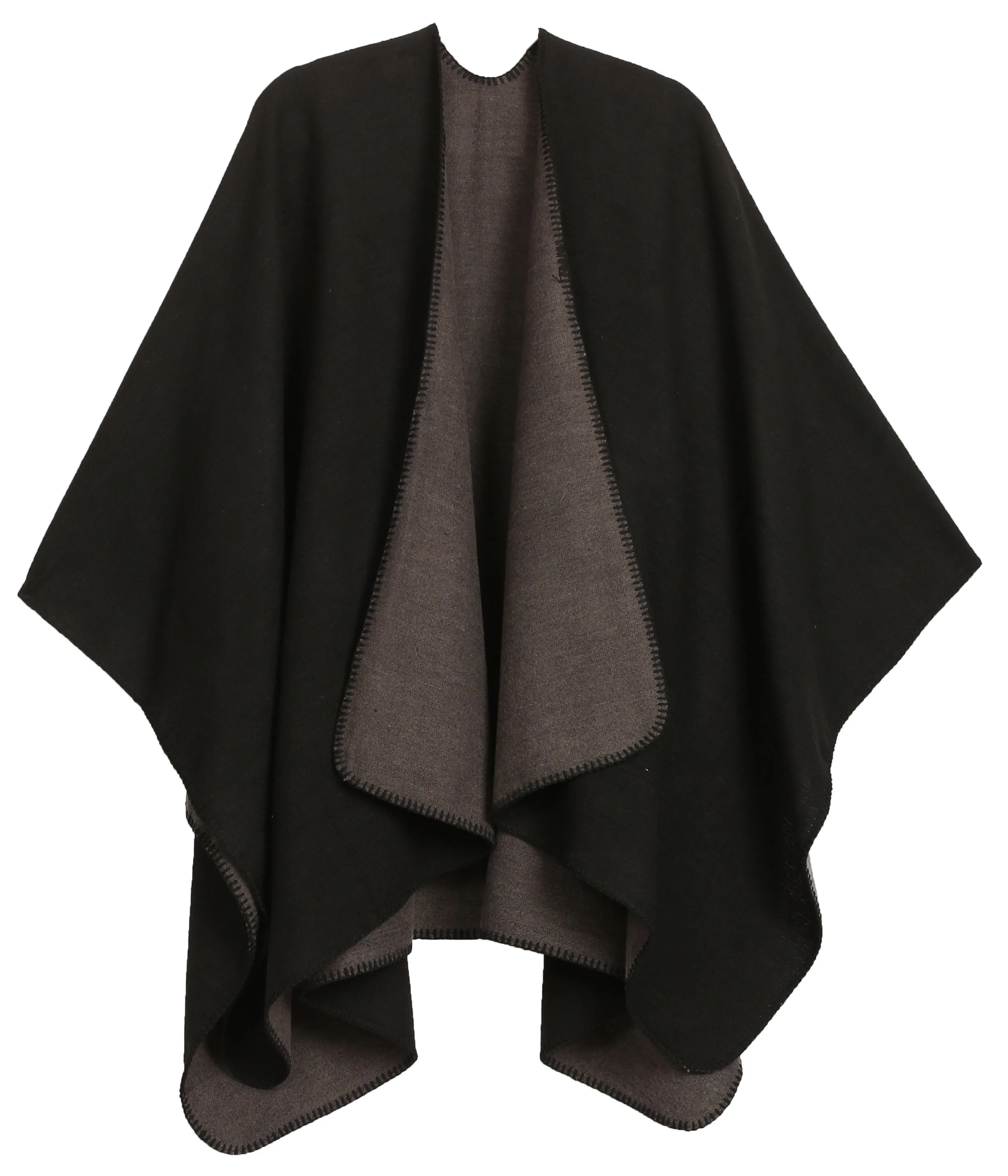 Sakkas Mari Women's Reversible Large Poncho Shawl Wrap Scarf Cape Ruana Blanket