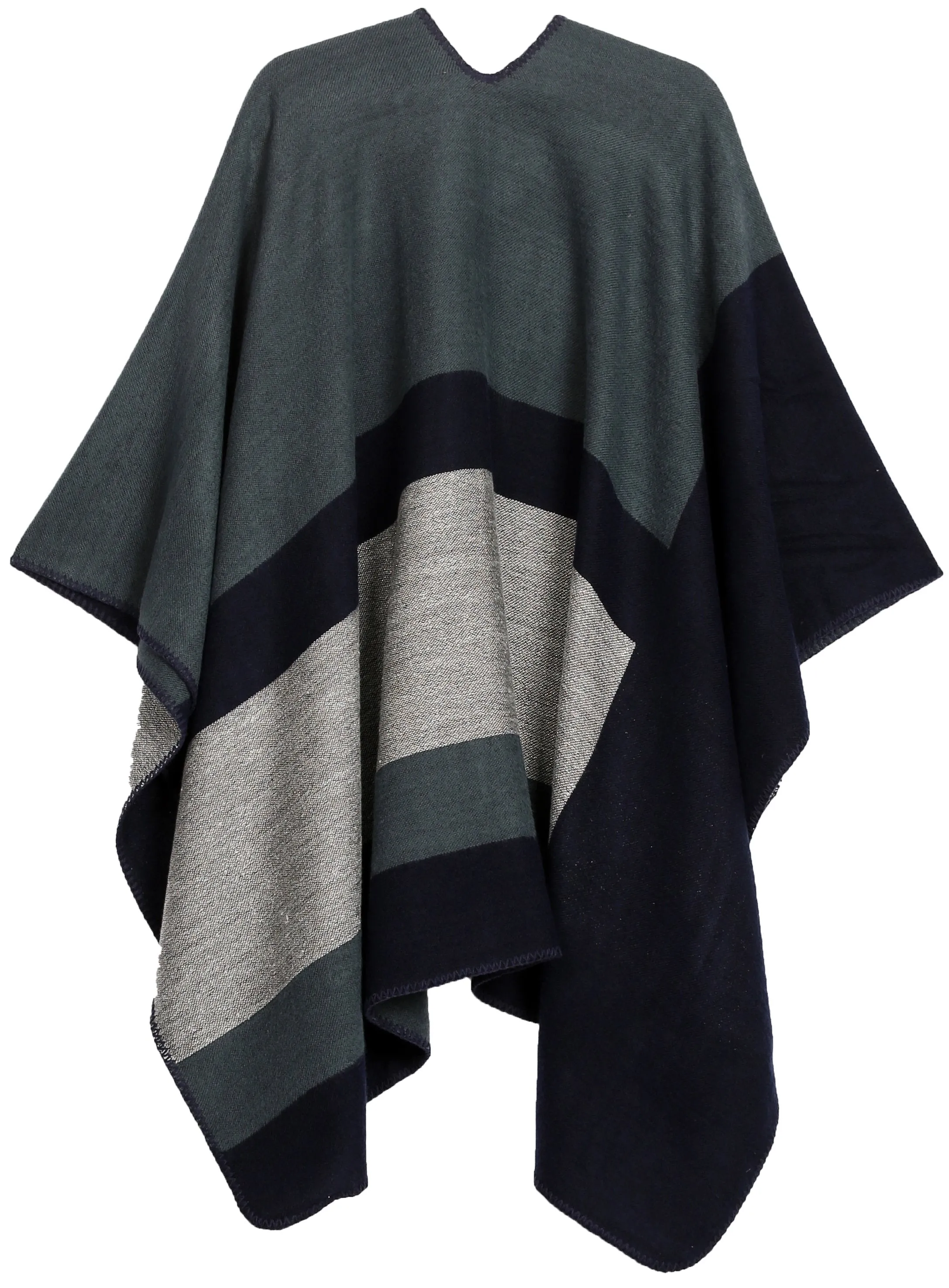 Sakkas Mari Women's Reversible Large Poncho Shawl Wrap Scarf Cape Ruana Blanket