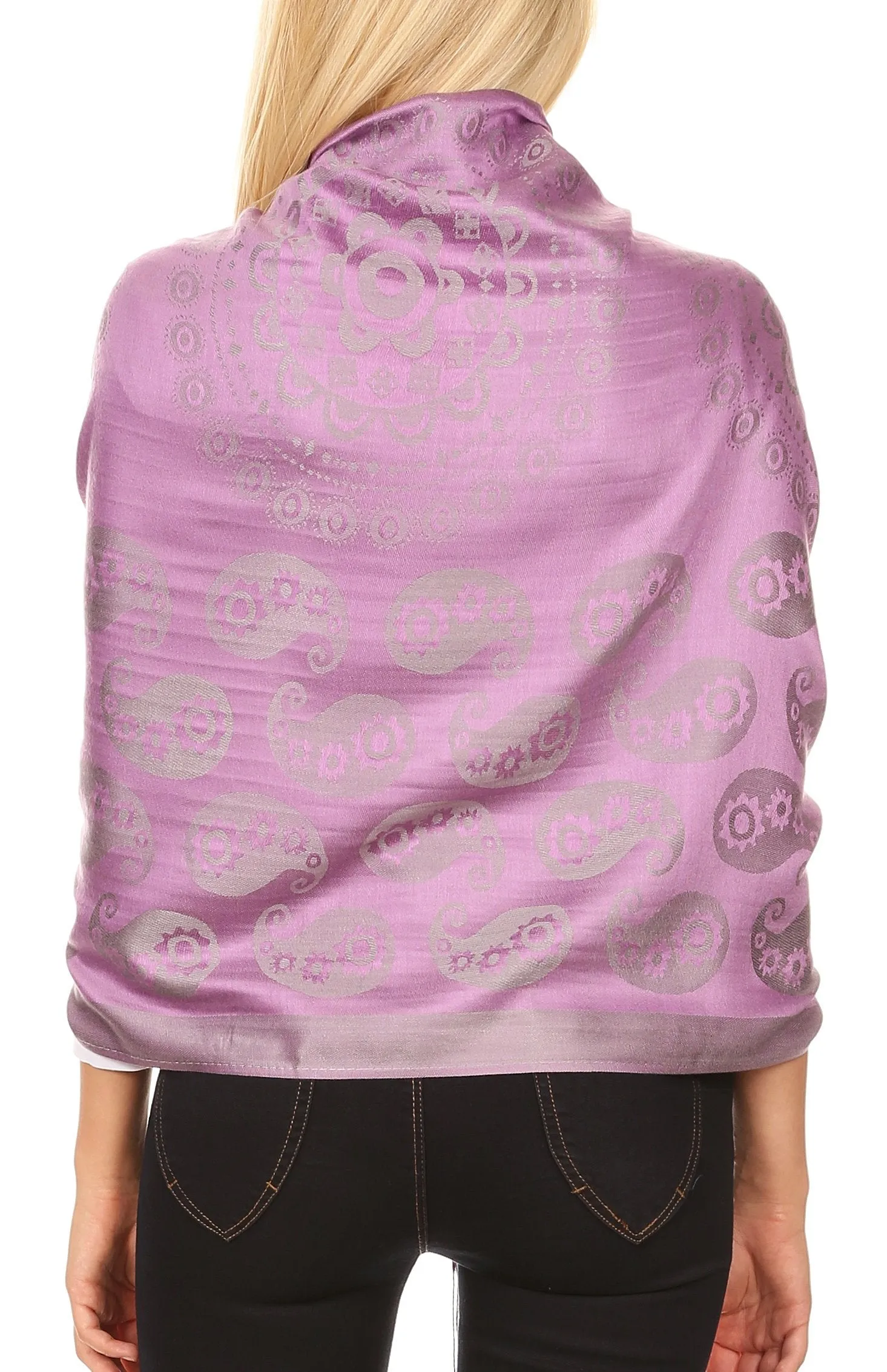 Sakkas Mia Reversible Brocade Paisley Scarf Wrap Shawl Soft and Light