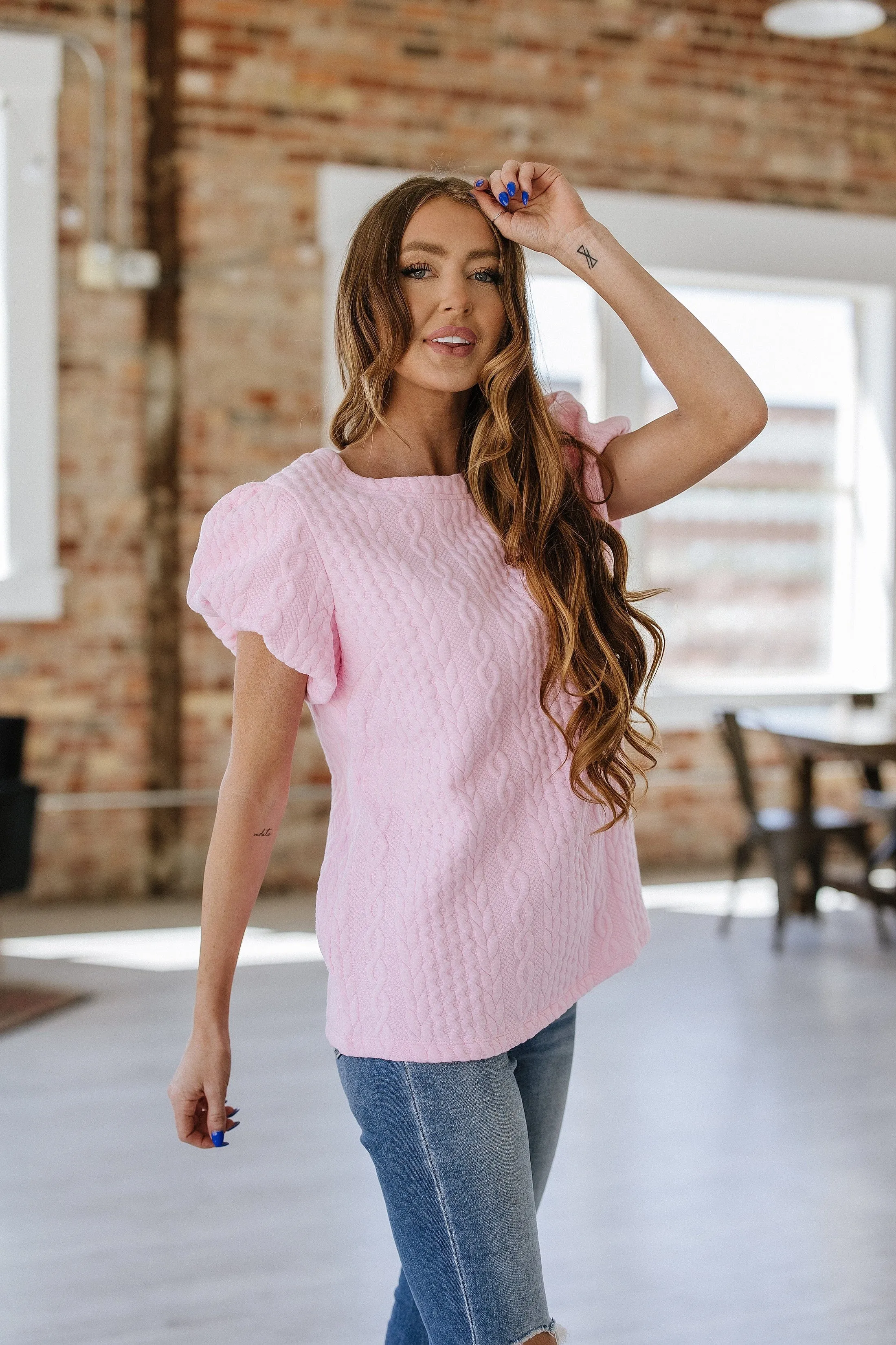 SALE - Kameron Textured Puff Sleeve Blouse | S-XL