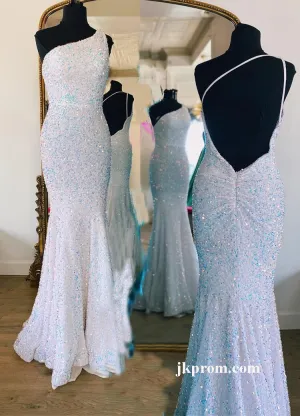 Sexy Sparkly Mermaid Prom Dress,One Shoulder Sequin Holiday Dress