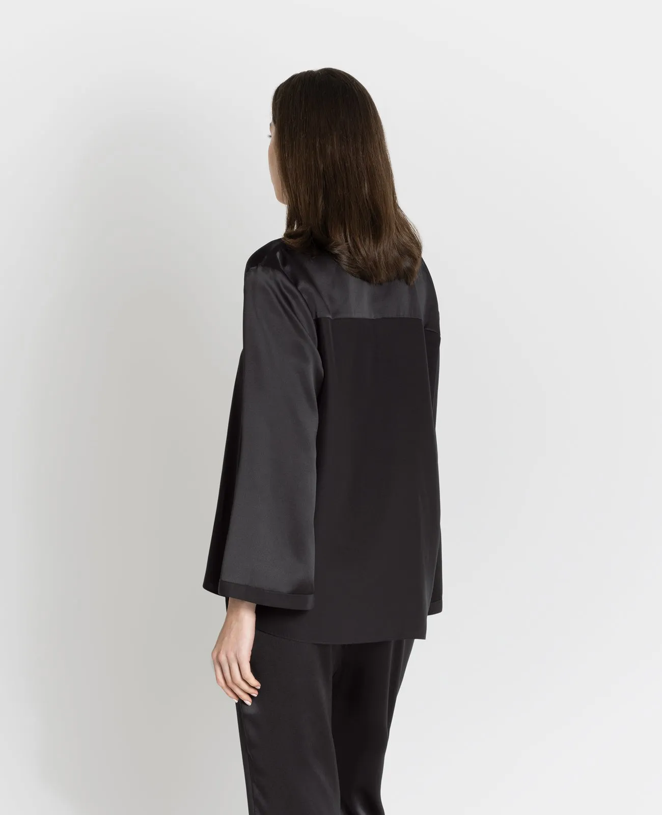 Silk Pyjamas V-Neck Pull Over Blouse