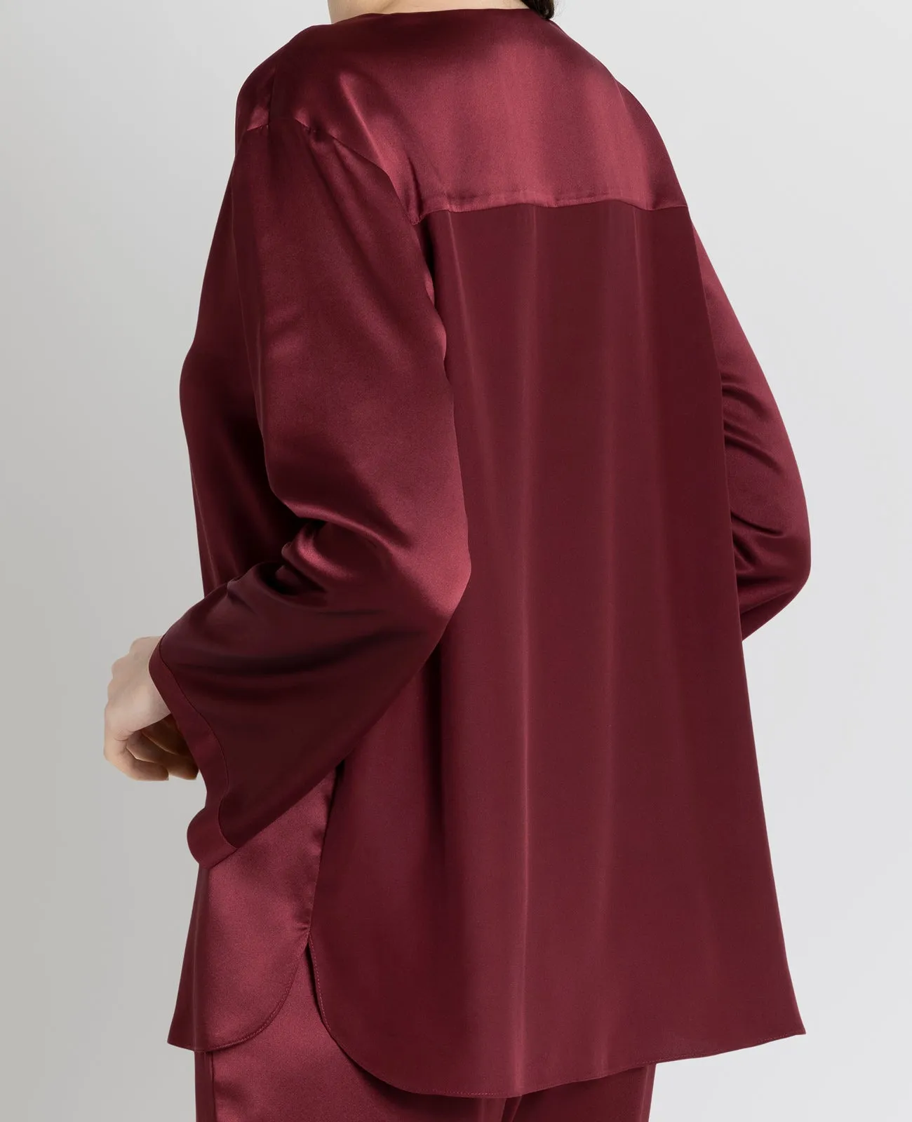 Silk Pyjamas V-Neck Pull Over Blouse