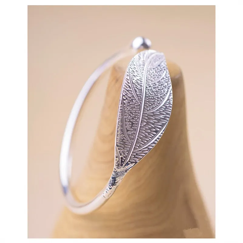 Silver Charm Bracelets & Bangles- Leaf