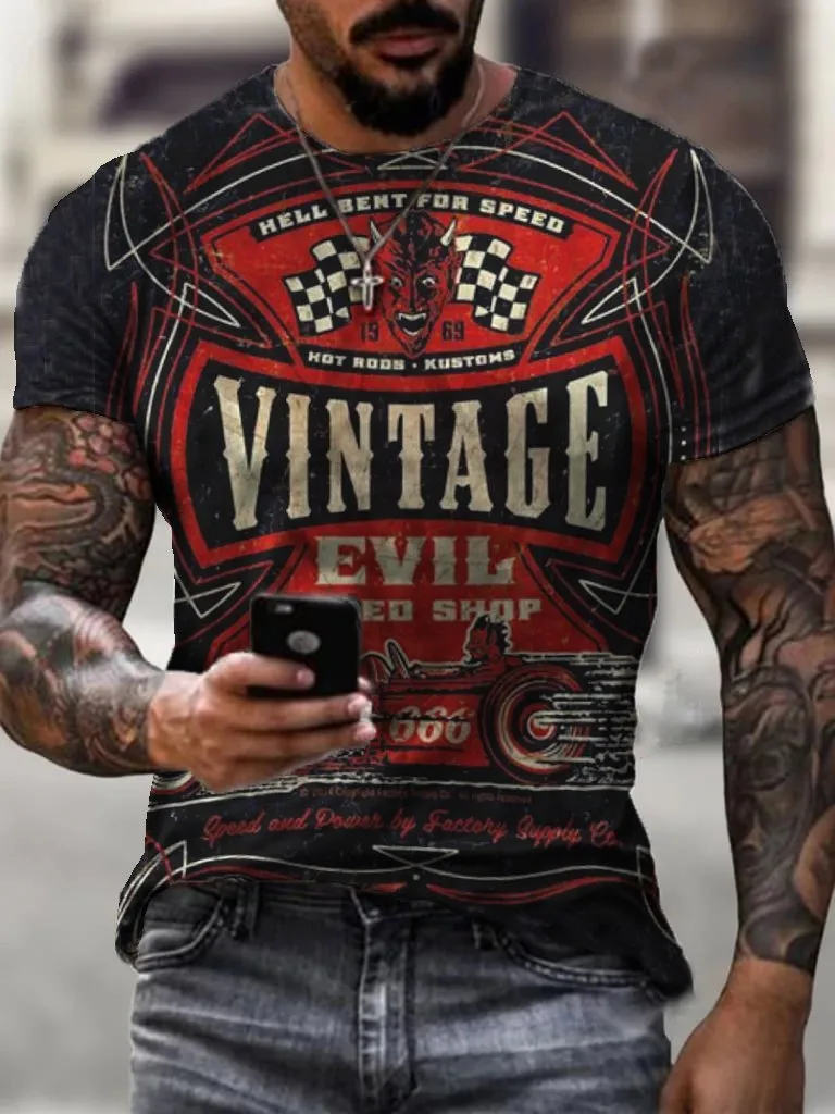 Speed Demon Motorcycle Print Fashion T-Shirt