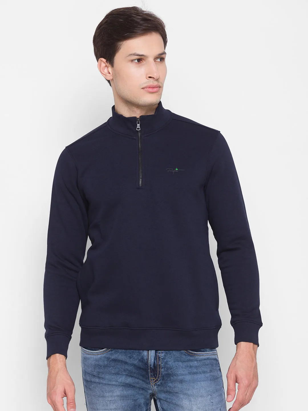 Spykar Blue Cotton Sweatshirt For Men