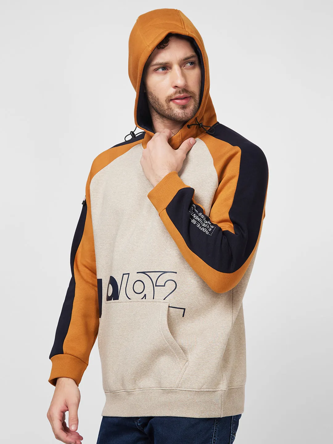 Spykar Hooded Full Sleeve Sweatshirt For Men