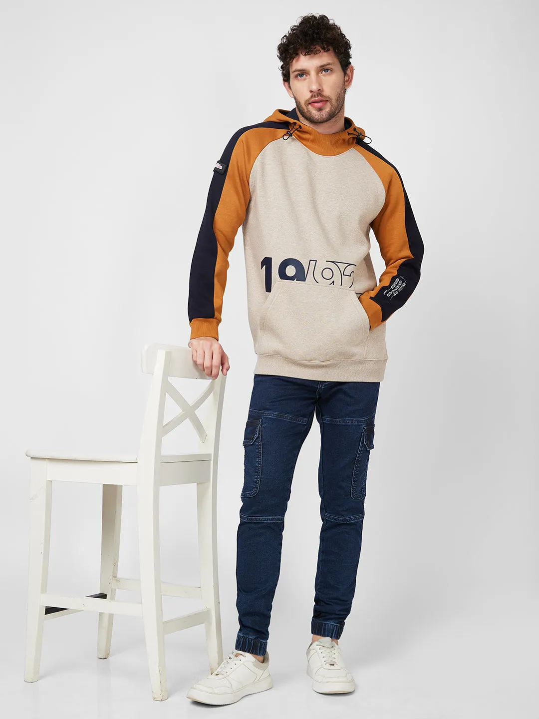 Spykar Hooded Full Sleeve Sweatshirt For Men