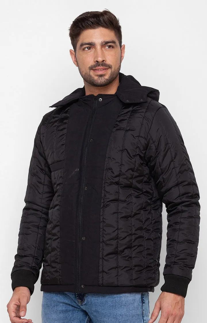 Spykar Jet Black Polyester Full Sleeve Casual Jacket For Men