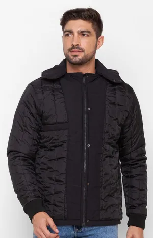 Spykar Jet Black Polyester Full Sleeve Casual Jacket For Men