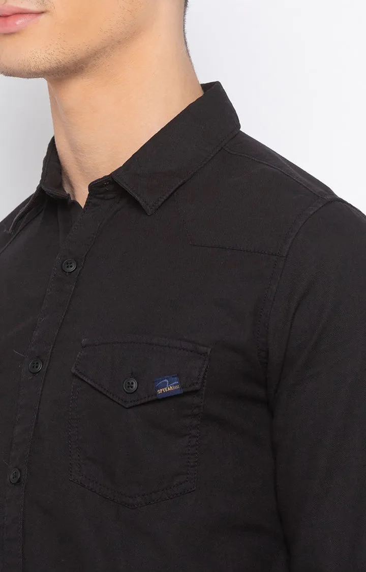 Spykar Men Black Cotton Full Sleeve Denim Shirts