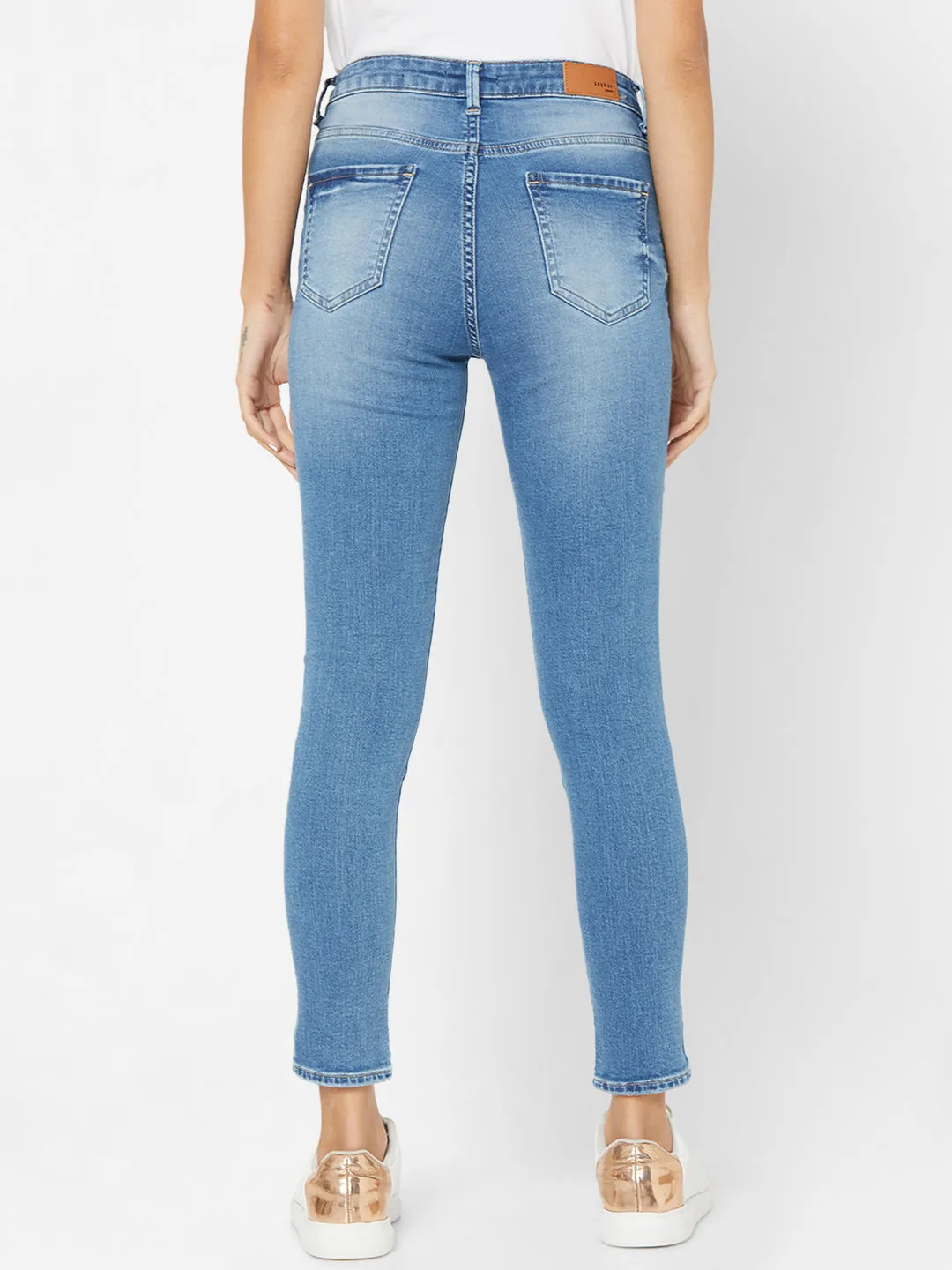 Spykar Women Lt Blue Solid Skinny Mid-Rise Jeans (Adora)