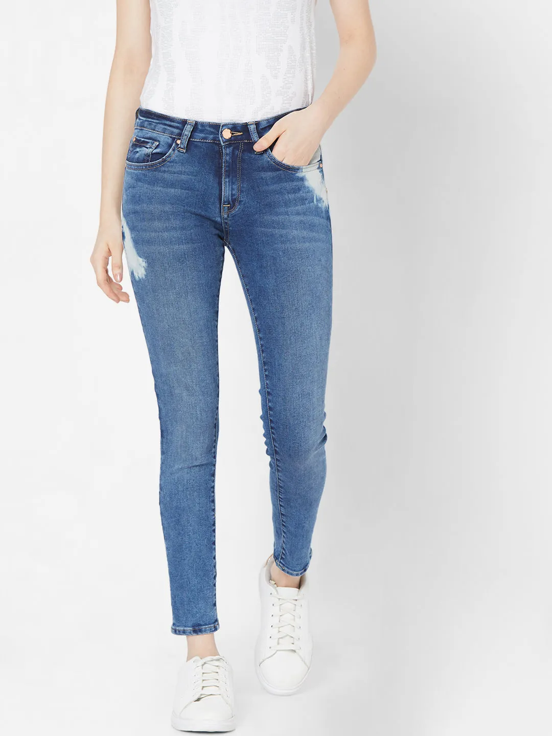 Spykar Women Mid Blue Solid Skinny Mid-Rise Jeans (Alicia)