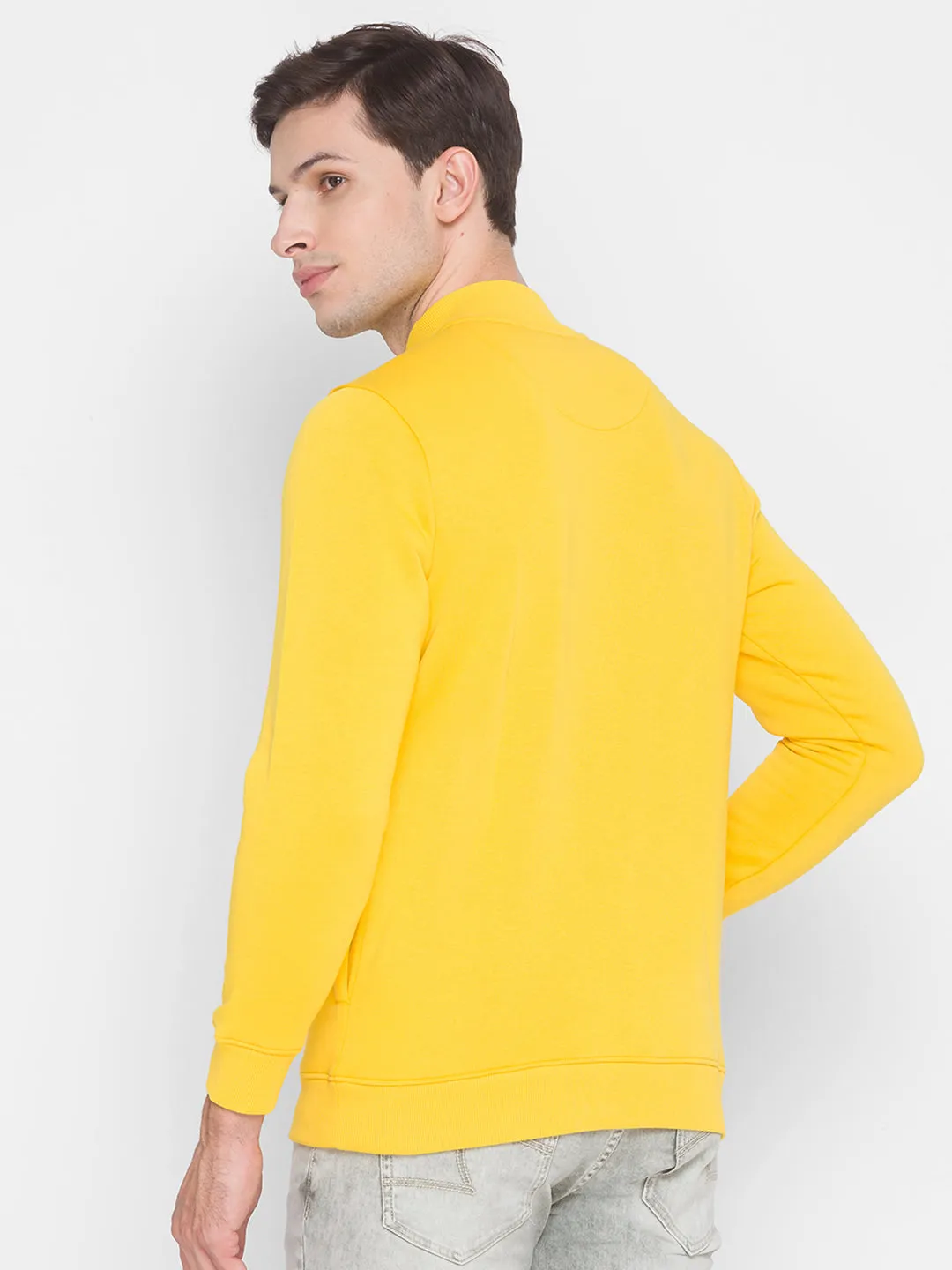 Spykar Yellow Cotton Sweatshirt For Men