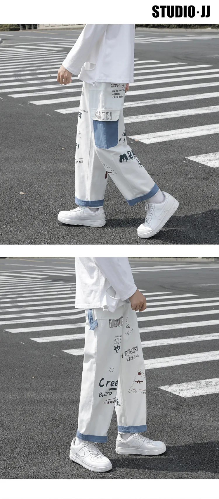 Straight Denim Jeans Men Graphic Printed Jeans 2021 Streetwear  Jeans Man Wildleg Pants Hip Hop Korean Harajuku Fashion Pants