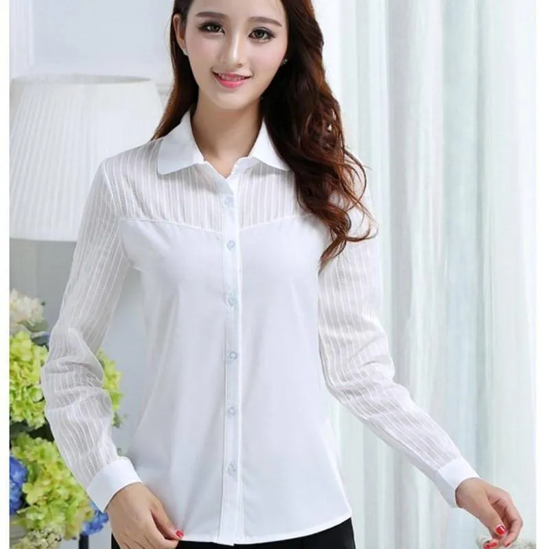 Summer Blouses White Chiffon Shirt (US 6-16)