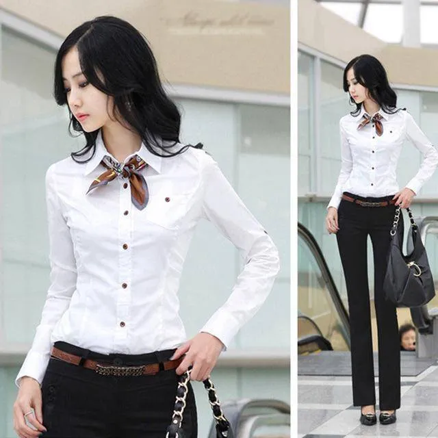 Summer Blouses White Chiffon Shirt (US 6-16)