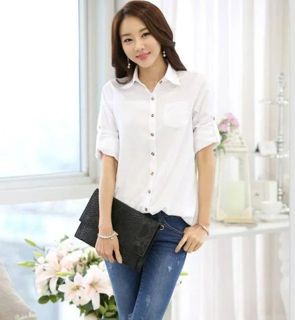 Summer Blouses White Chiffon Shirt (US 6-16)