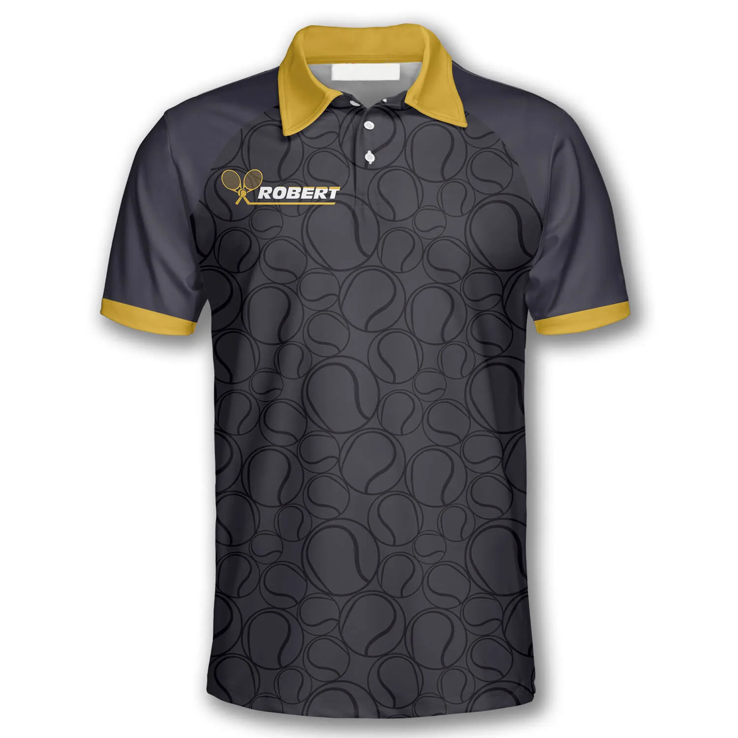 Tennis Balls Pattern Crown Emblem Custom Tennis Shirts for Men