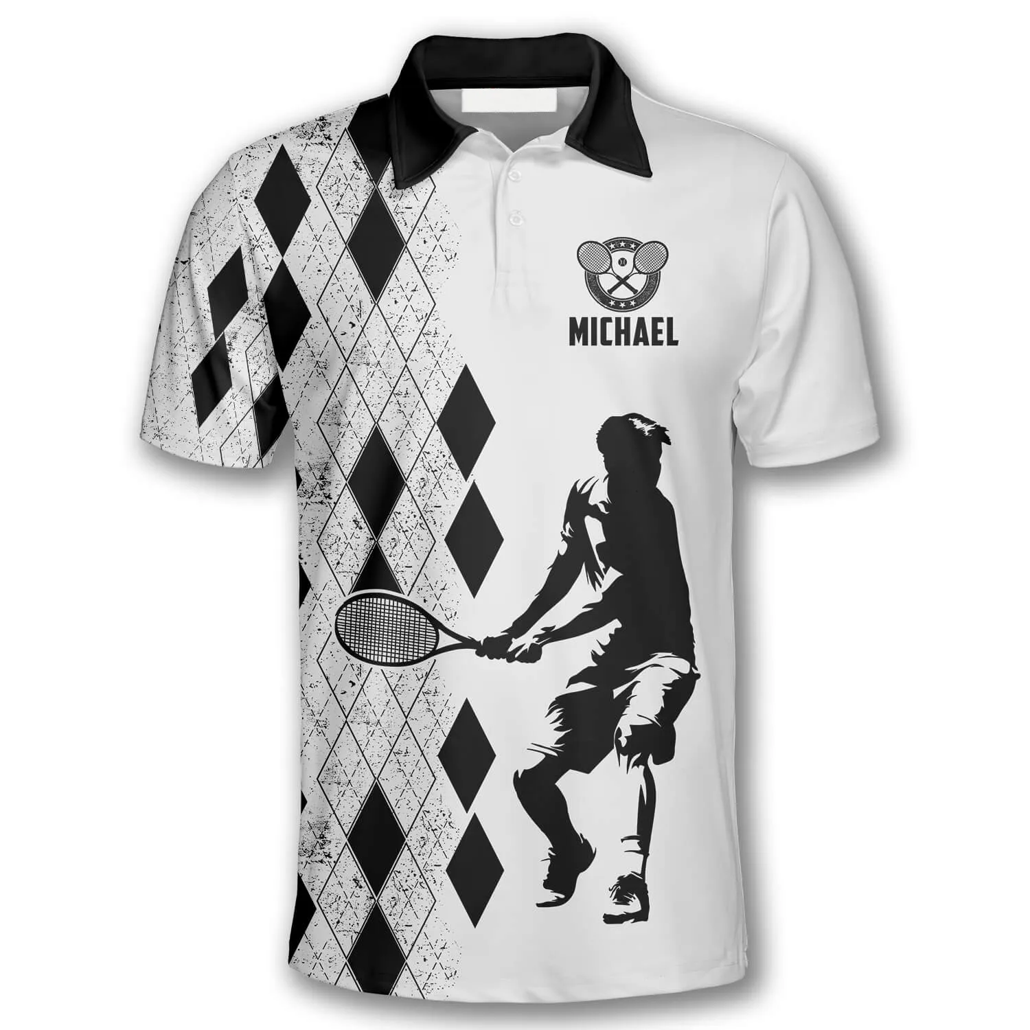 Tennis Silhouette Argyle Pattern Custom Tennis Shirts for Men