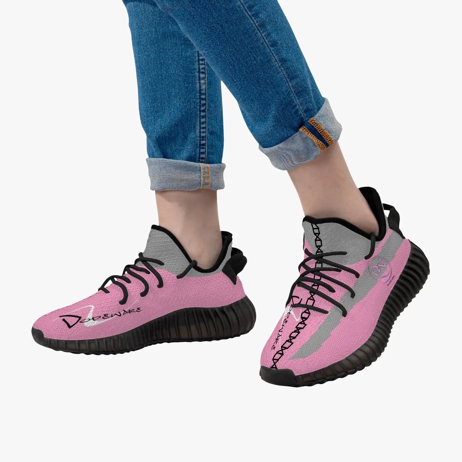 Trendy Mesh Knit Sneakers - Black and Pink