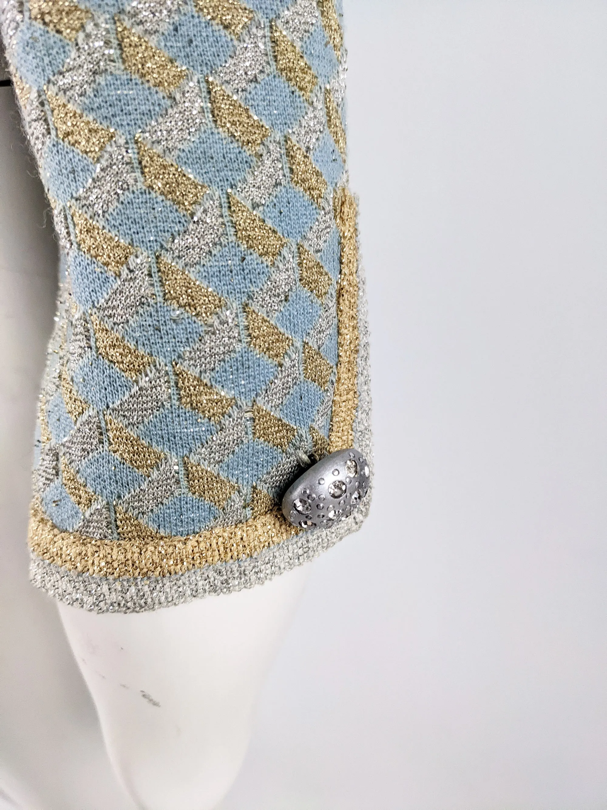 Tricosa Paris Vintage Duck Egg Blue & Gold Lurex Knit Jacket, 1960s