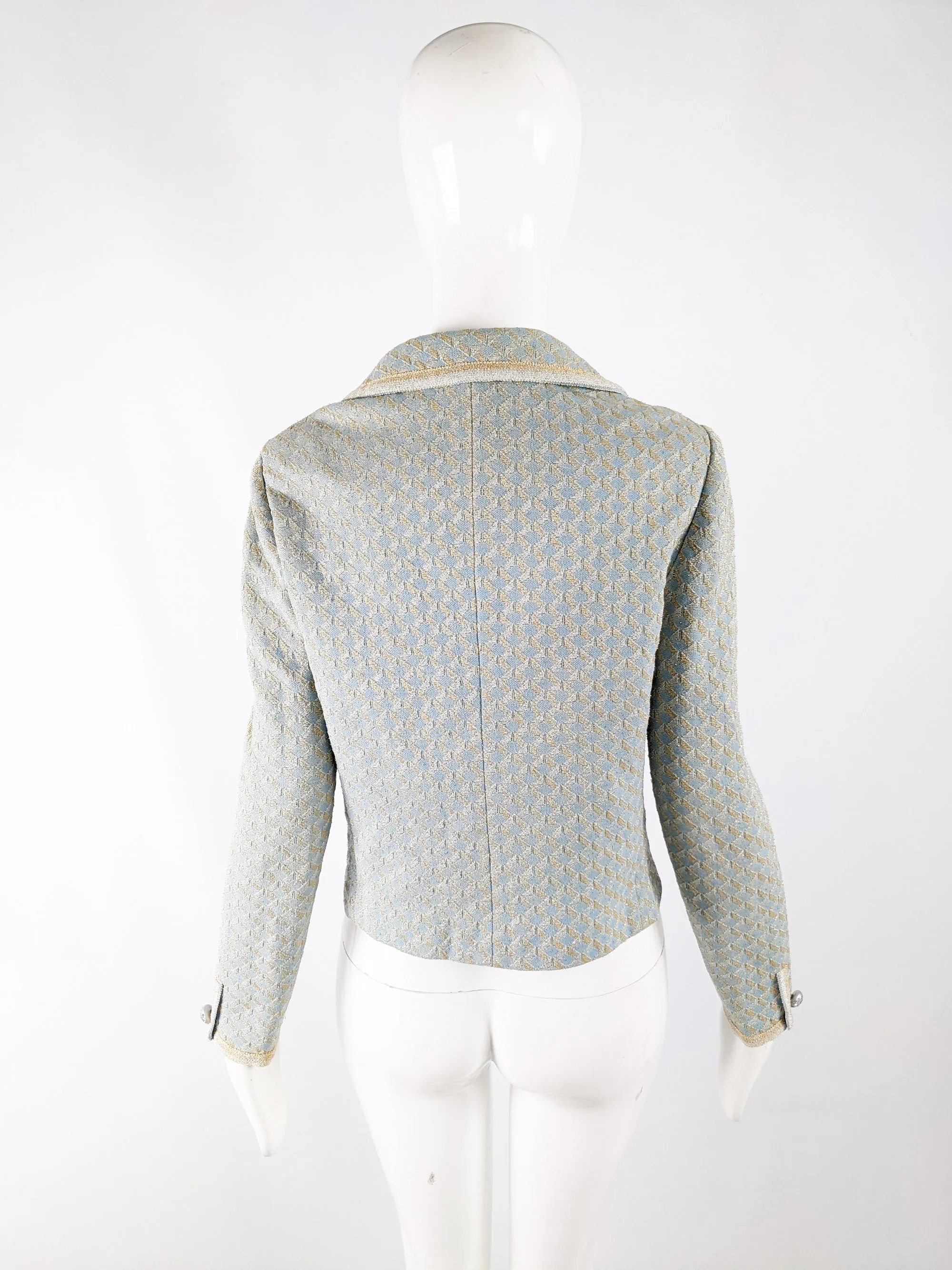 Tricosa Paris Vintage Duck Egg Blue & Gold Lurex Knit Jacket, 1960s