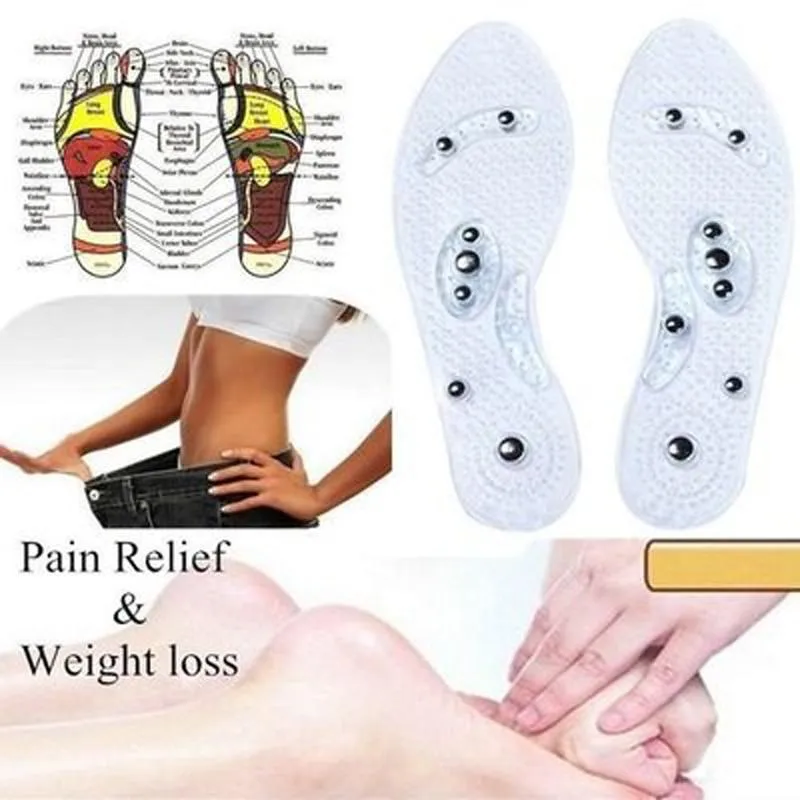 Unisex 1 Pair Silicone Weight Loss Anti Fatigue Insole Magnetic Therapy