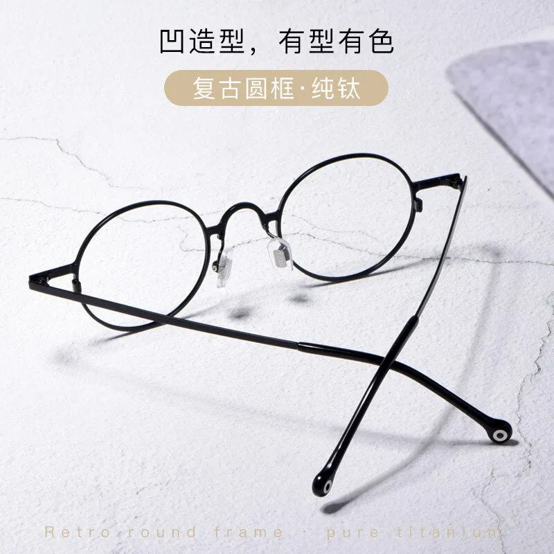 Unisex Full Rim Round Titanium Frame Eyeglasses Zmk080