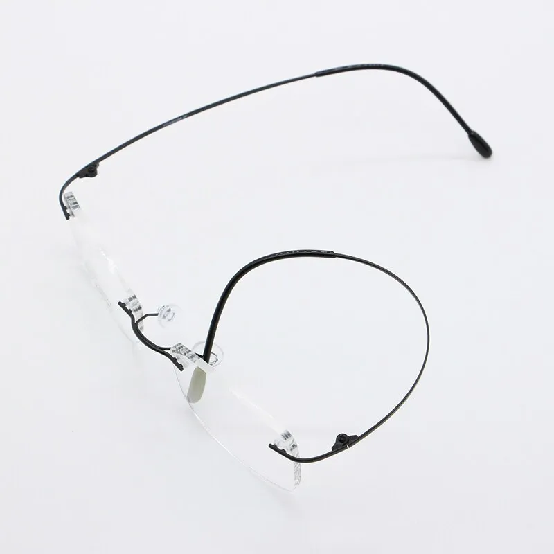 Unisex Rimless Titanium Frame Eyeglasses Customizable Lenses 9004