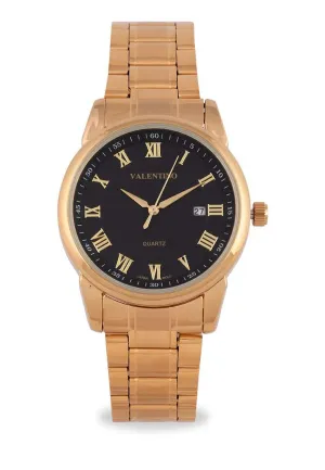 Valentino 20122297-BLACK DIAL Gold Strap Watch for Men