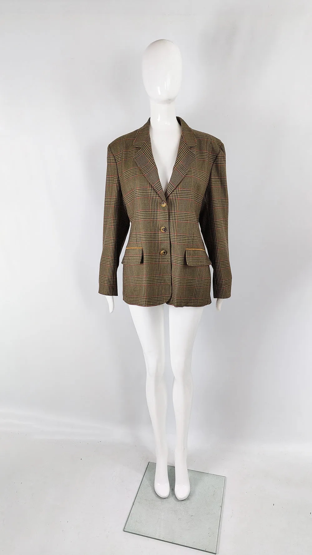 Vintage Italian Womens Pure Wool Suede Trim Blazer, 1980s