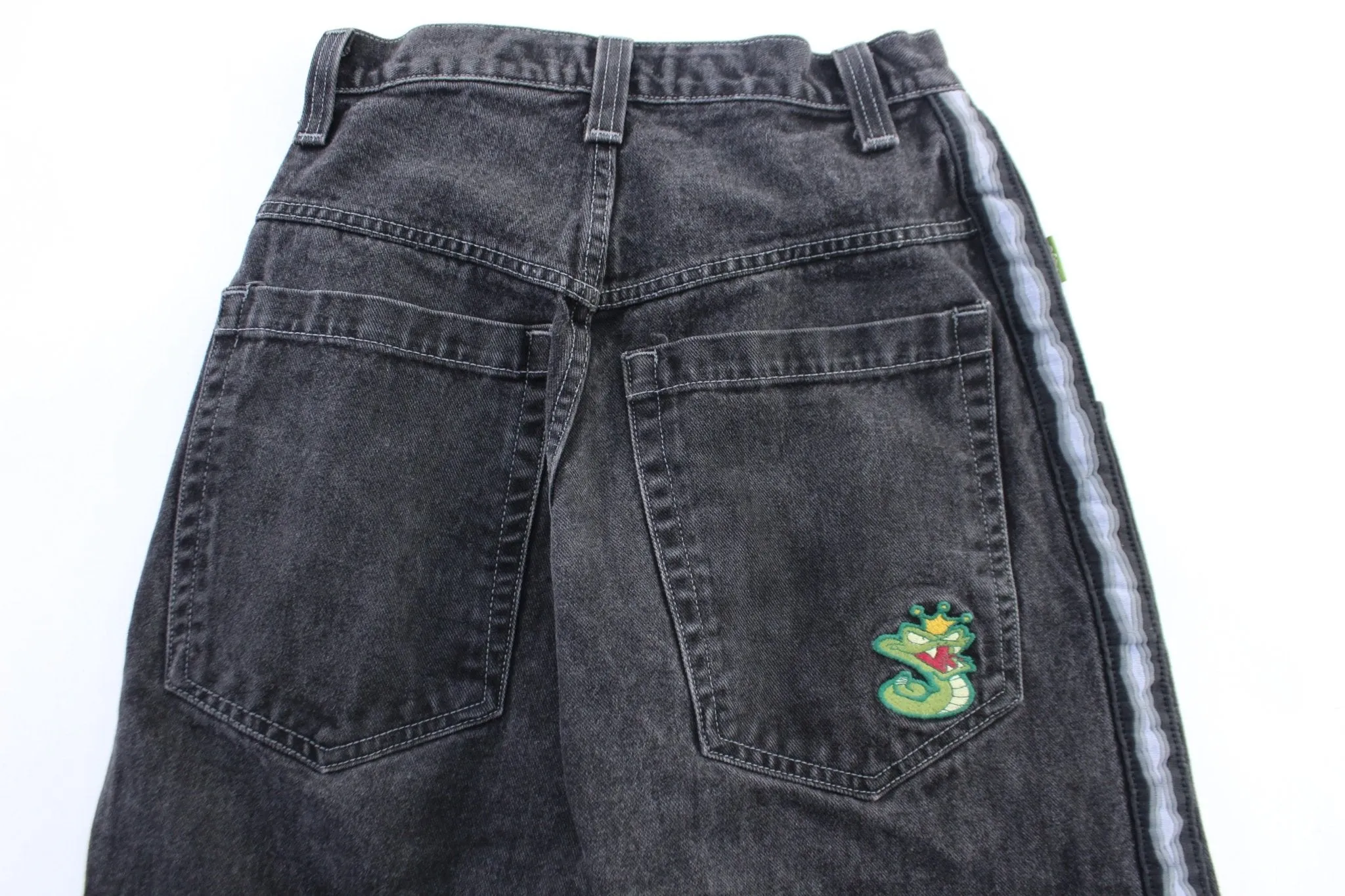 Vintage JNCO Jeans Embroidered Snake Black Baggy Jeans